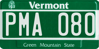 VT license plate PMA080