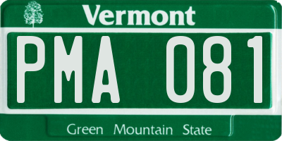 VT license plate PMA081