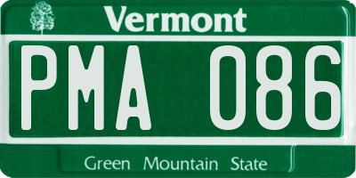 VT license plate PMA086