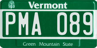 VT license plate PMA089
