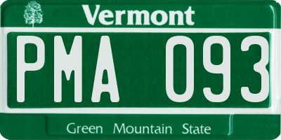 VT license plate PMA093