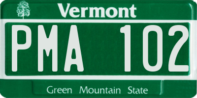 VT license plate PMA102
