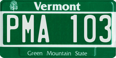 VT license plate PMA103
