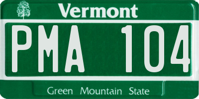 VT license plate PMA104