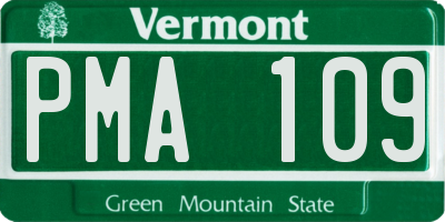 VT license plate PMA109