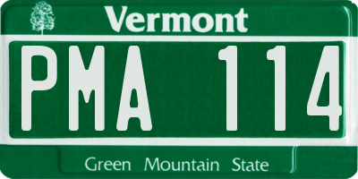 VT license plate PMA114