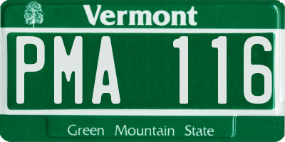 VT license plate PMA116