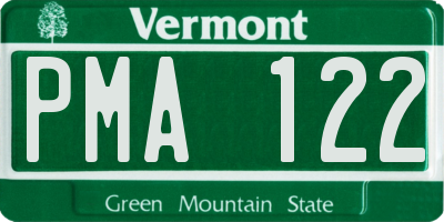 VT license plate PMA122