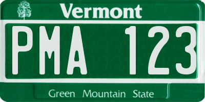 VT license plate PMA123
