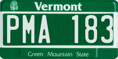 VT license plate PMA183