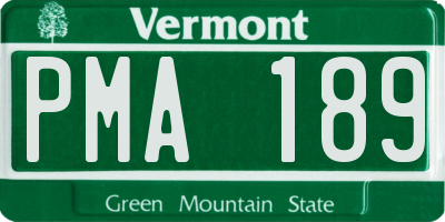 VT license plate PMA189