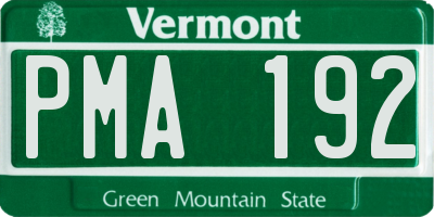 VT license plate PMA192