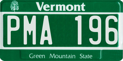 VT license plate PMA196