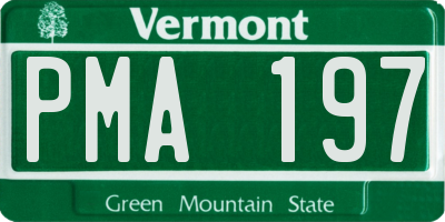 VT license plate PMA197