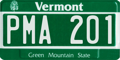 VT license plate PMA201