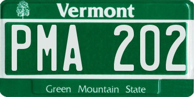 VT license plate PMA202