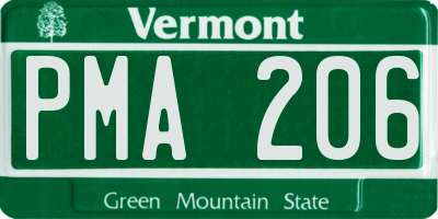 VT license plate PMA206