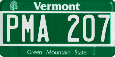 VT license plate PMA207