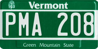 VT license plate PMA208