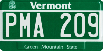 VT license plate PMA209
