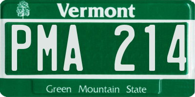 VT license plate PMA214