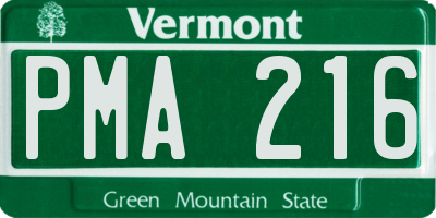 VT license plate PMA216