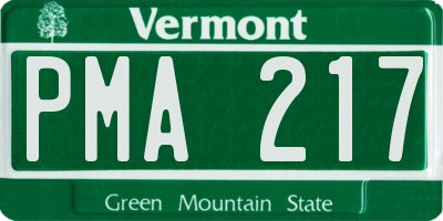 VT license plate PMA217