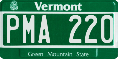 VT license plate PMA220