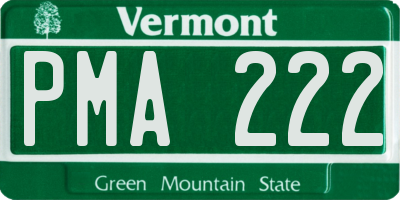VT license plate PMA222