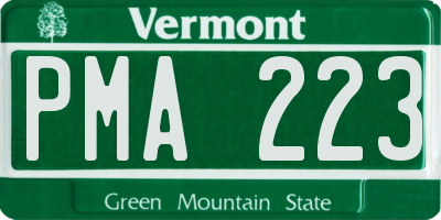 VT license plate PMA223