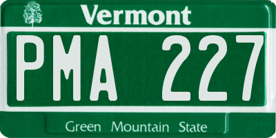 VT license plate PMA227