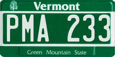 VT license plate PMA233