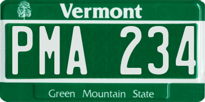 VT license plate PMA234