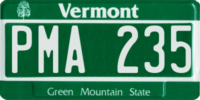VT license plate PMA235