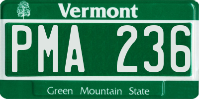 VT license plate PMA236