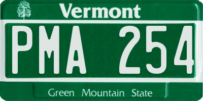 VT license plate PMA254