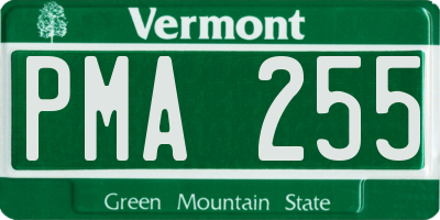 VT license plate PMA255