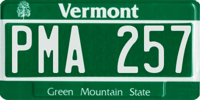 VT license plate PMA257