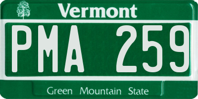 VT license plate PMA259