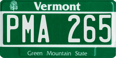 VT license plate PMA265