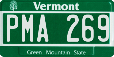 VT license plate PMA269