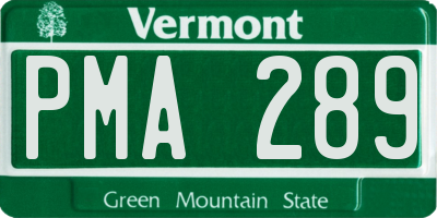 VT license plate PMA289