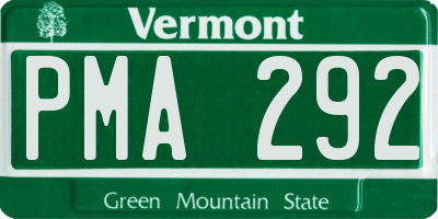 VT license plate PMA292