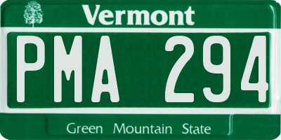 VT license plate PMA294