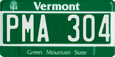 VT license plate PMA304