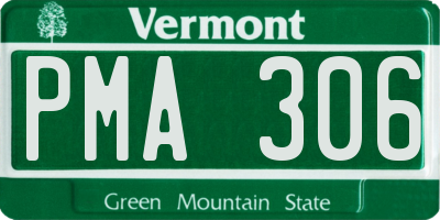 VT license plate PMA306