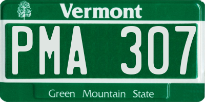 VT license plate PMA307