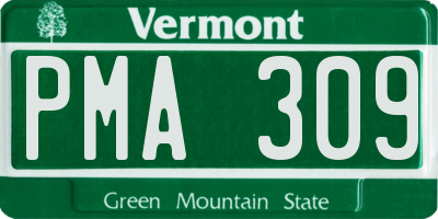 VT license plate PMA309