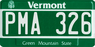 VT license plate PMA326