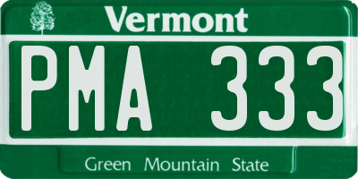 VT license plate PMA333